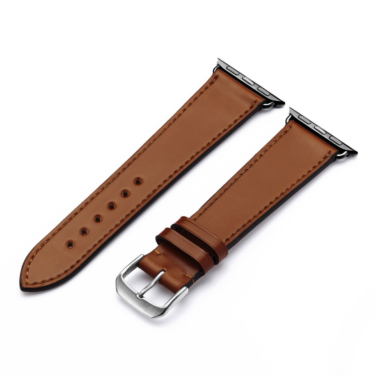 Elysian Uhrenarmband aus Shell Cordovan Leder für Apple Watch 10, handgefertigt, Cognac, von Happel