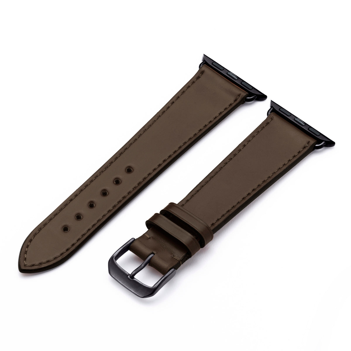 Elysian Uhrenarmband aus Shell Cordovan Leder für Apple Watch 10, handgefertigt, Mokka, von Happel