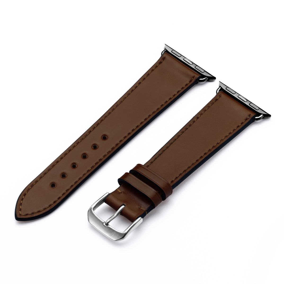 Elysian Uhrenarmband aus Shell Cordovan Leder für Apple Watch 10, handgefertigt, Mokka, von Happel