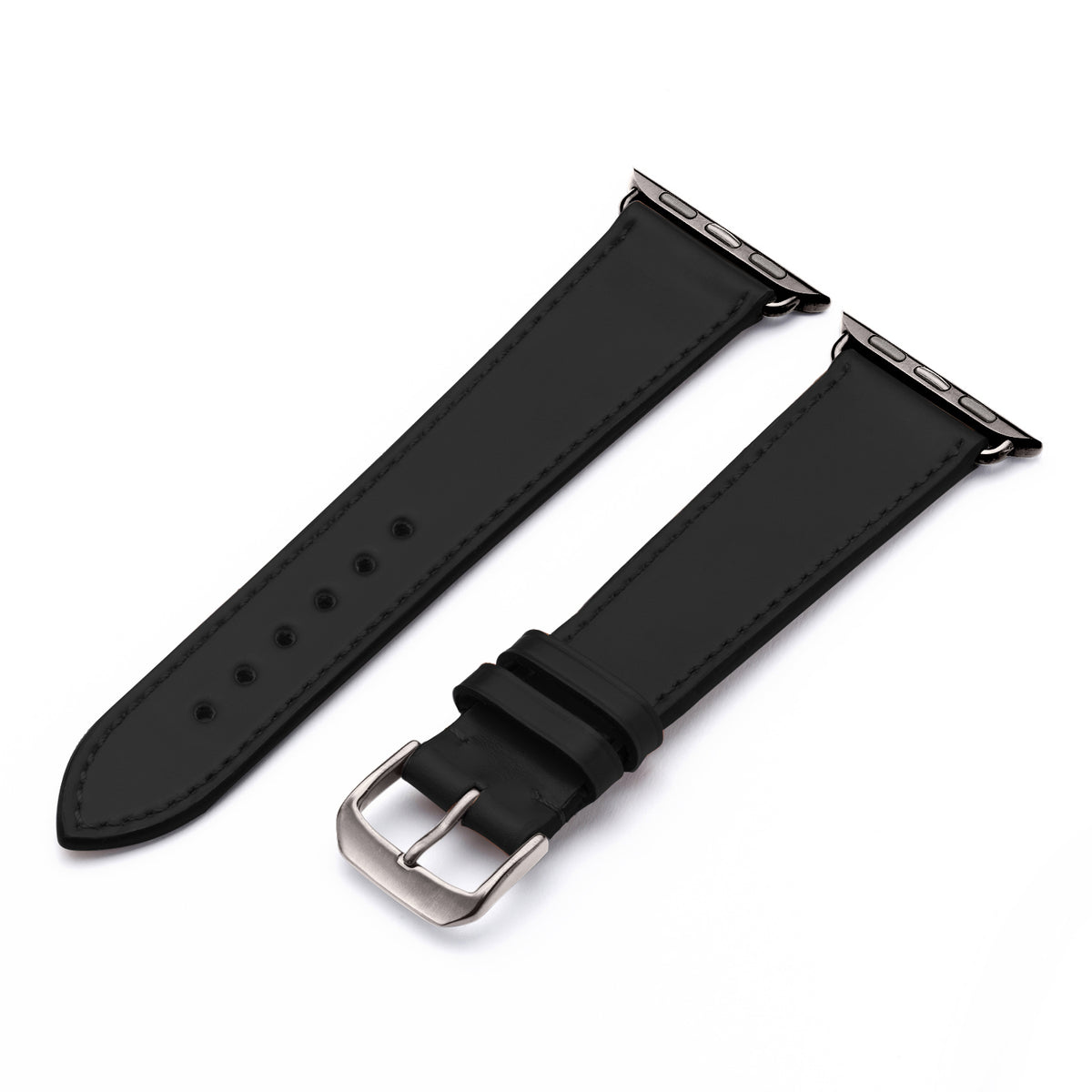 Elysian Uhrenarmband aus Shell Cordovan Leder für Apple Watch 10, handgefertigt, Schwarz, von Happel