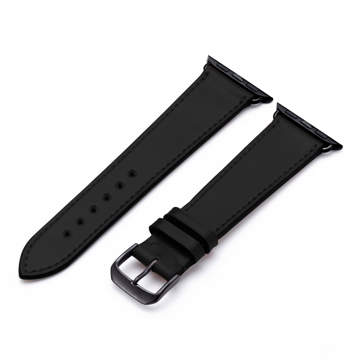Elysian Uhrenarmband aus Shell Cordovan Leder für Apple Watch 10, handgefertigt, Schwarz, von Happel