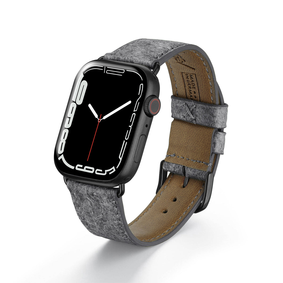 Apple Watch Kokosarmband TerraRibbon von Happel, handgefertigt, 100 % Vegan, Dunkelgrau