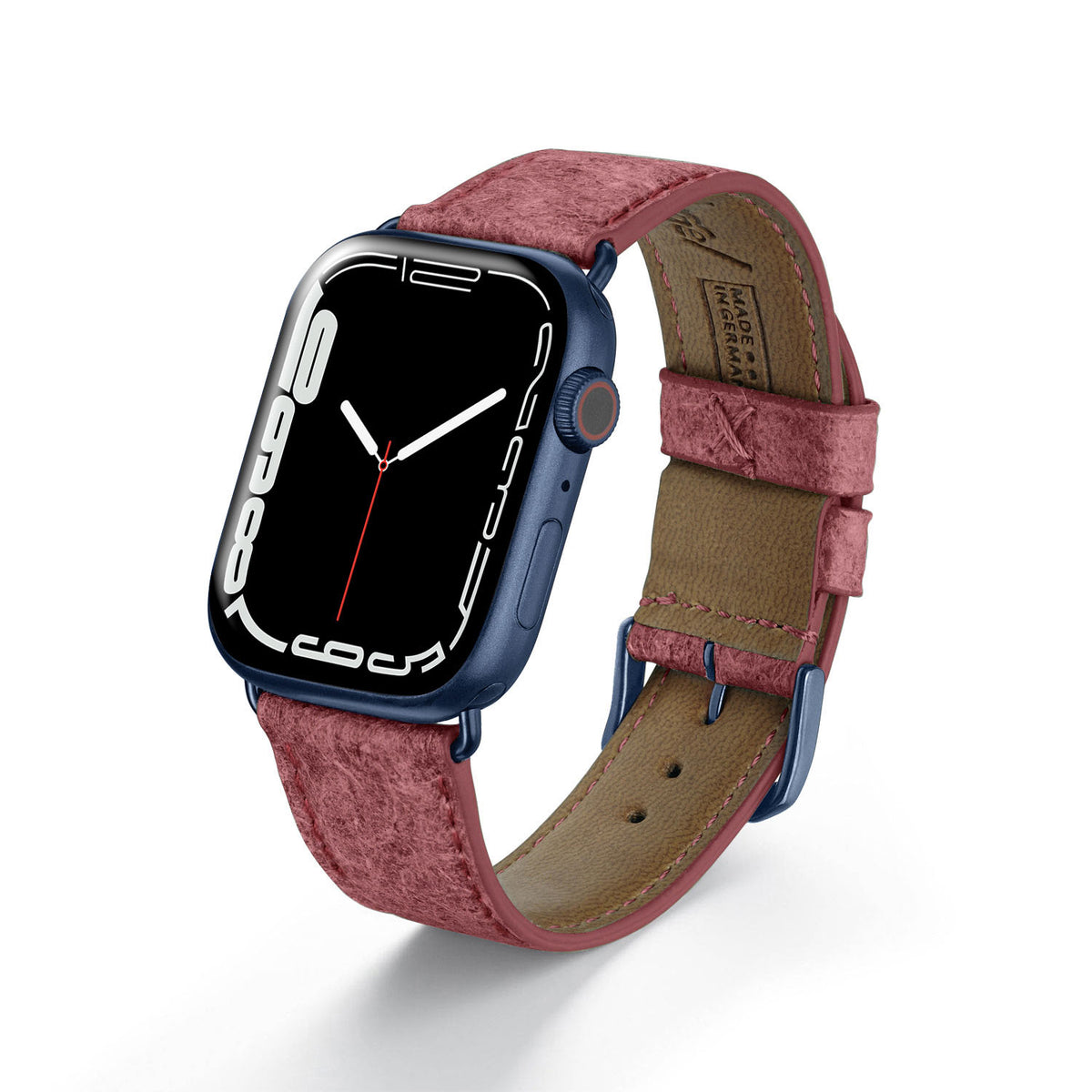 Apple Watch Kokosarmband TerraRibbon von Happel, handgefertigt, 100 % Vegan, Krapprot