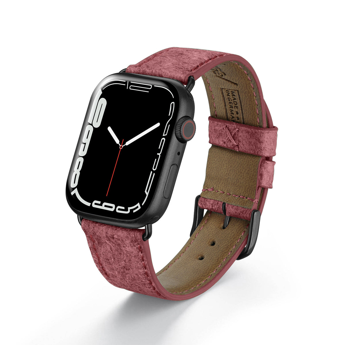 Apple Watch Kokosarmband TerraRibbon von Happel, handgefertigt, 100 % Vegan, Krapprot