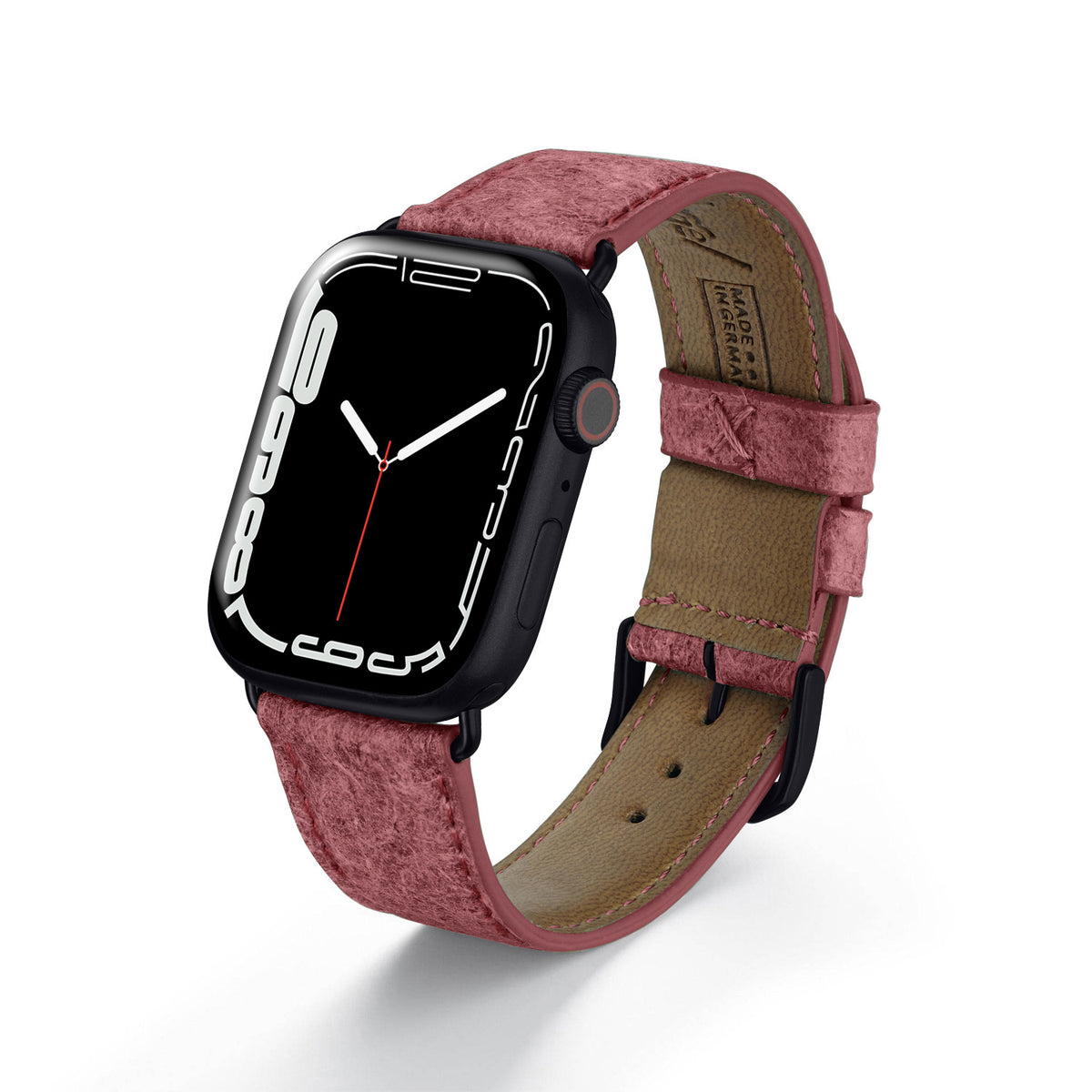 Apple Watch Kokosarmband TerraRibbon von Happel, handgefertigt, 100 % Vegan, Krapprot