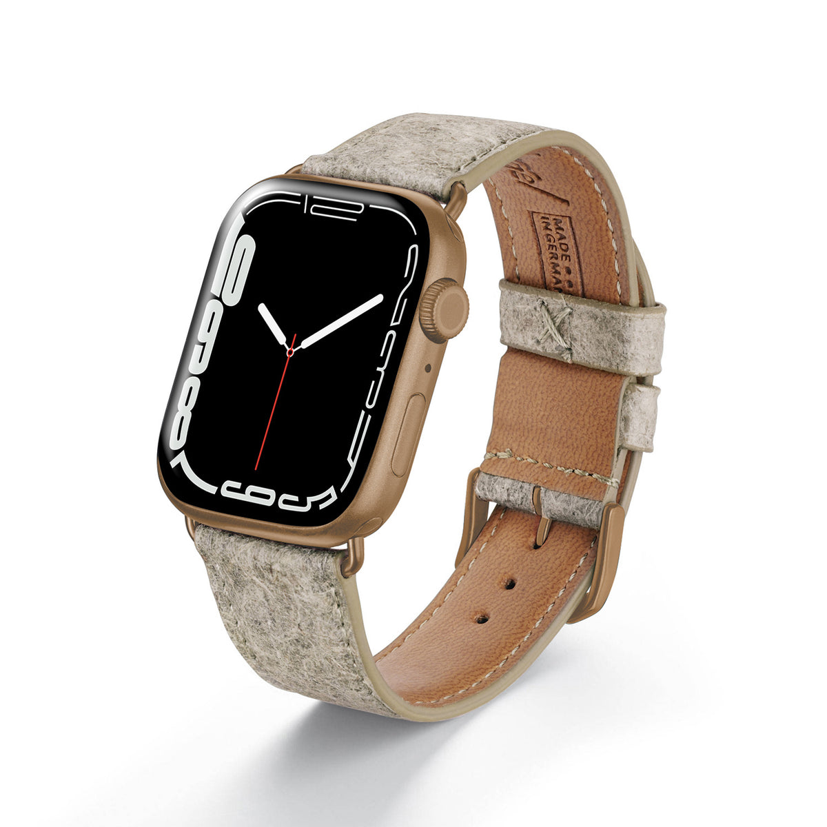 Apple Watch Kokosarmband TerraRibbon von Happel, handgefertigt, 100 % Vegan, Kümmelgelb