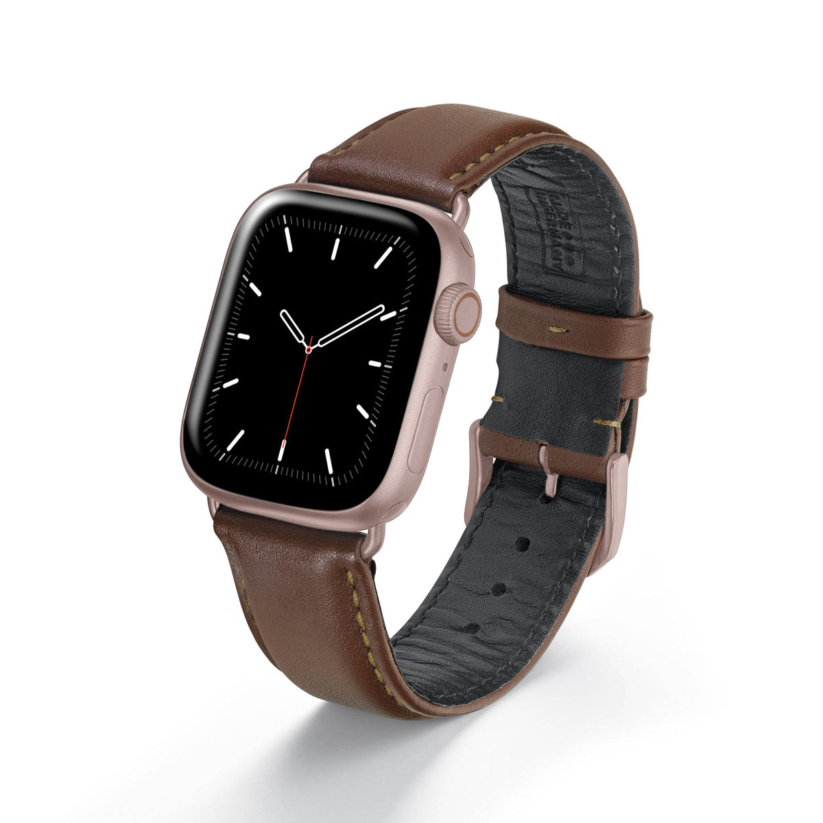 Apple Watch 1-9 Uhrenarmband Aquila von Happel, Leder, wasserfest, Mahagoni