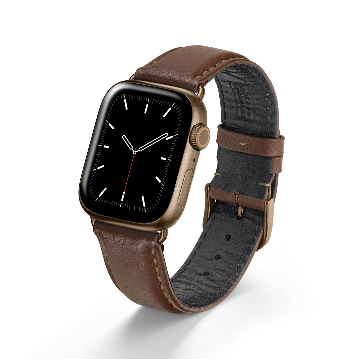 Apple Watch 1-9 Uhrenarmband Aquila von Happel, Leder, wasserfest, Mahagoni