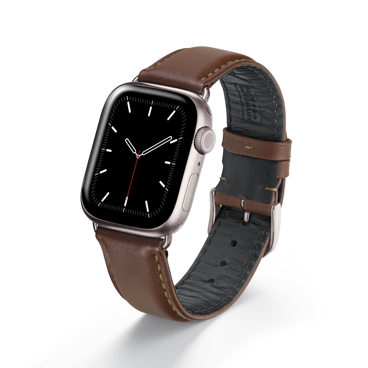 Apple Watch 1-9 Uhrenarmband Aquila von Happel, Leder, wasserfest, Mahagoni