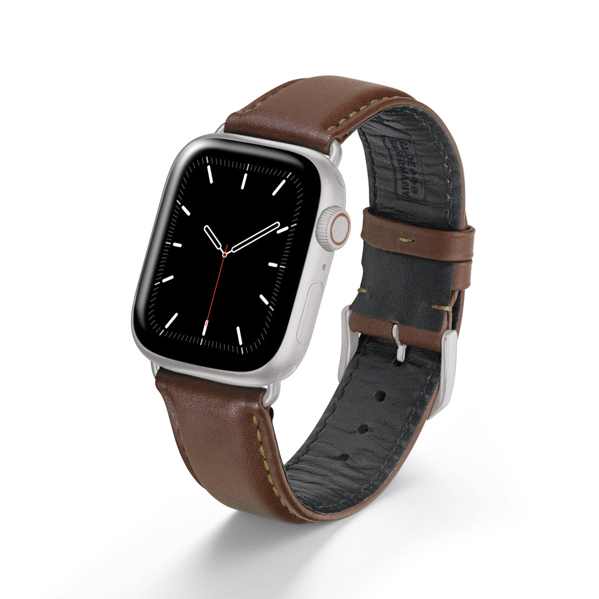 Apple Watch 1-9 Uhrenarmband Aquila von Happel, Leder, wasserfest, Mahagoni