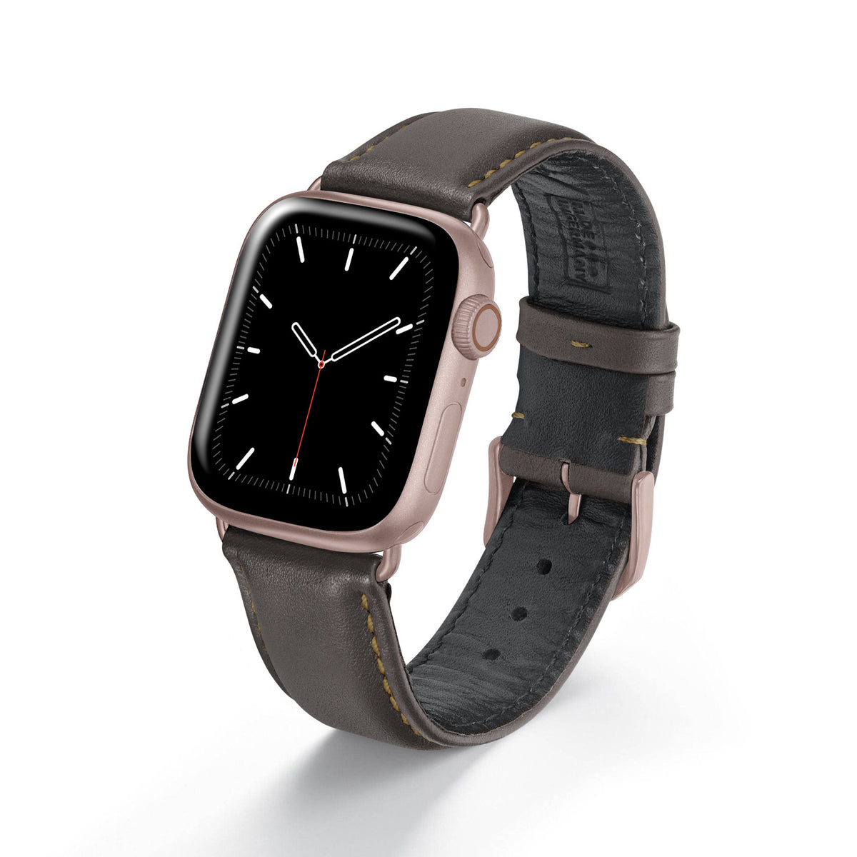 Apple Watch 1-9 Uhrenarmband CanyonSky von Happel, Kalbsleder, leicht gepolstert, Mokka