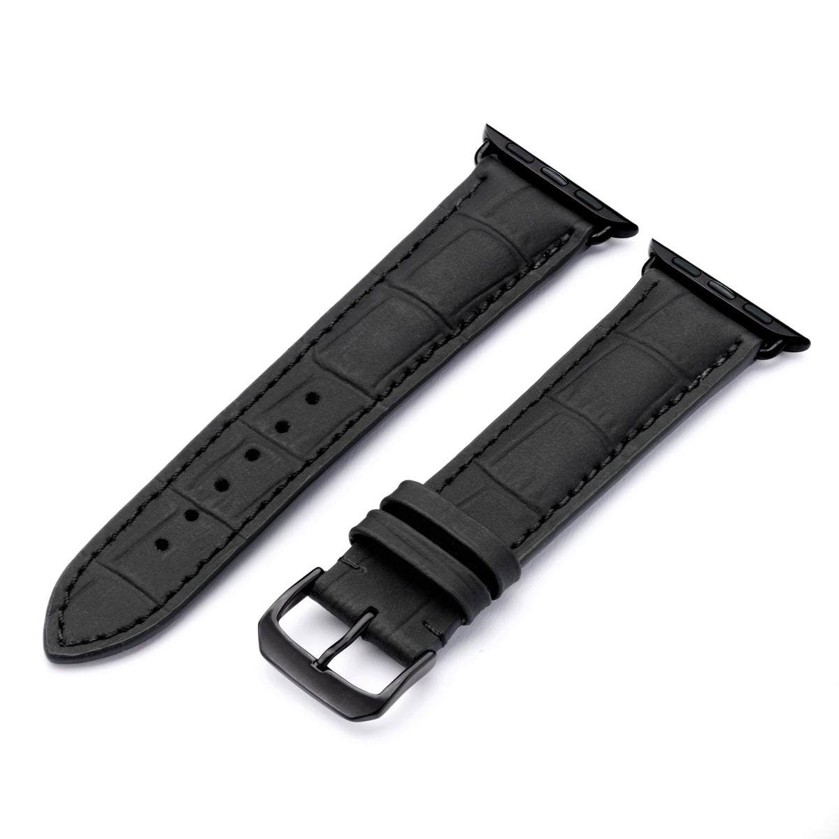 Apple Watch Uhrenarmband EclipseBlack von Happel, Leder, wasserfest, Schwarz