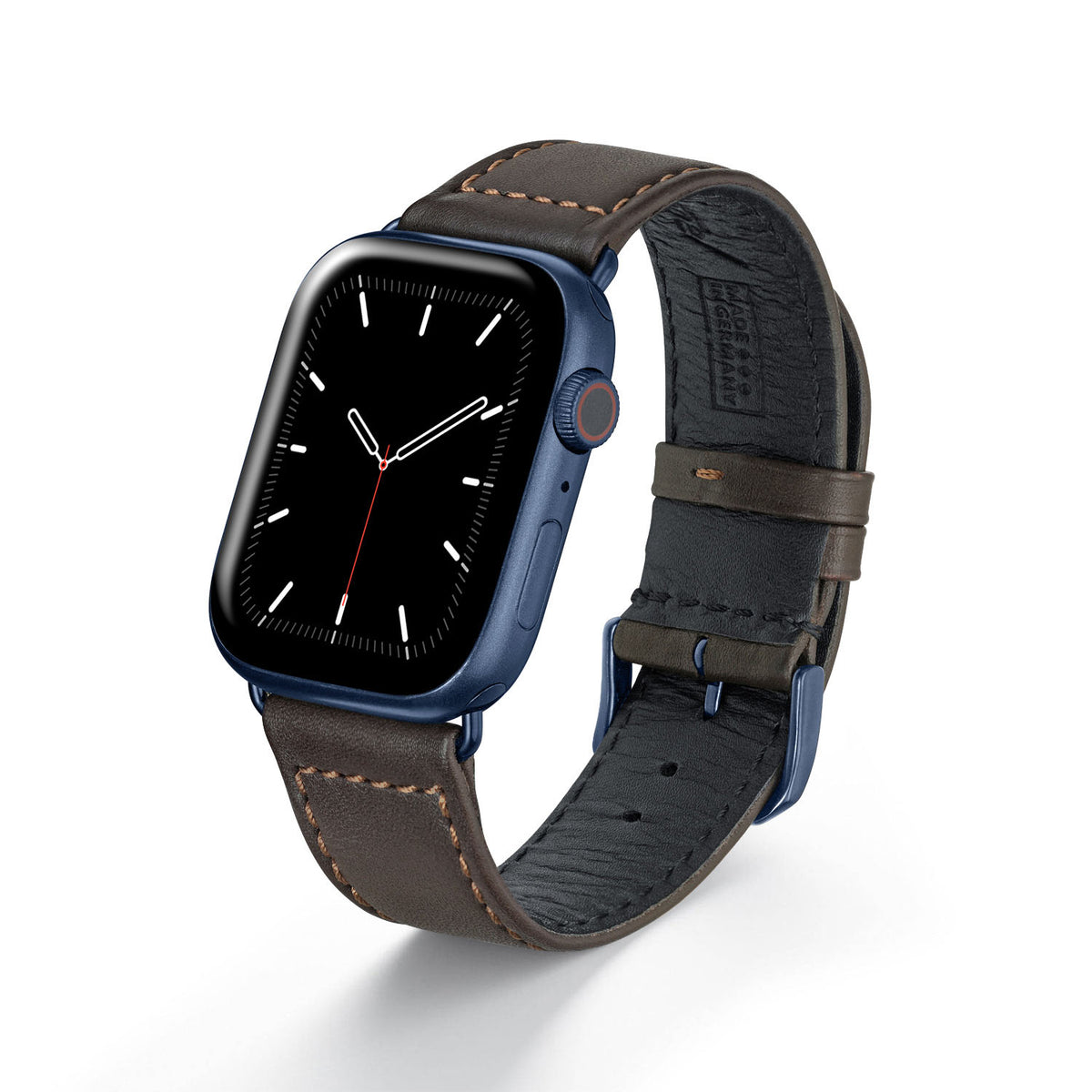 Apple Watch Uhrenarmband EcoChic von Happel, Rindsleder, handgefertigt, wasserfest, Mokka
