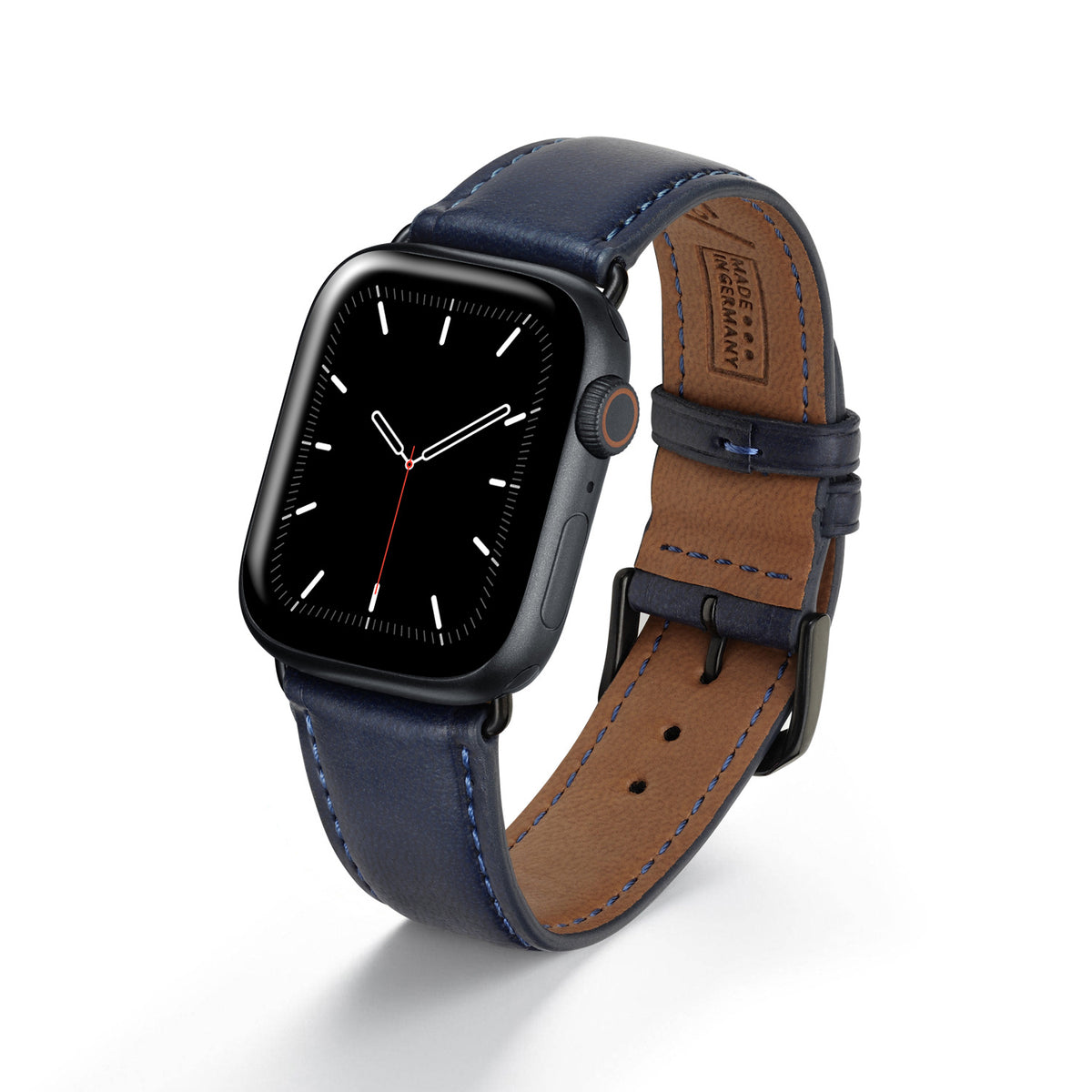 Apple Watch 1-9 Uhrenarmband Vita von Happel, Apfelleder, vegan, handgefertigt, Ozeanblau