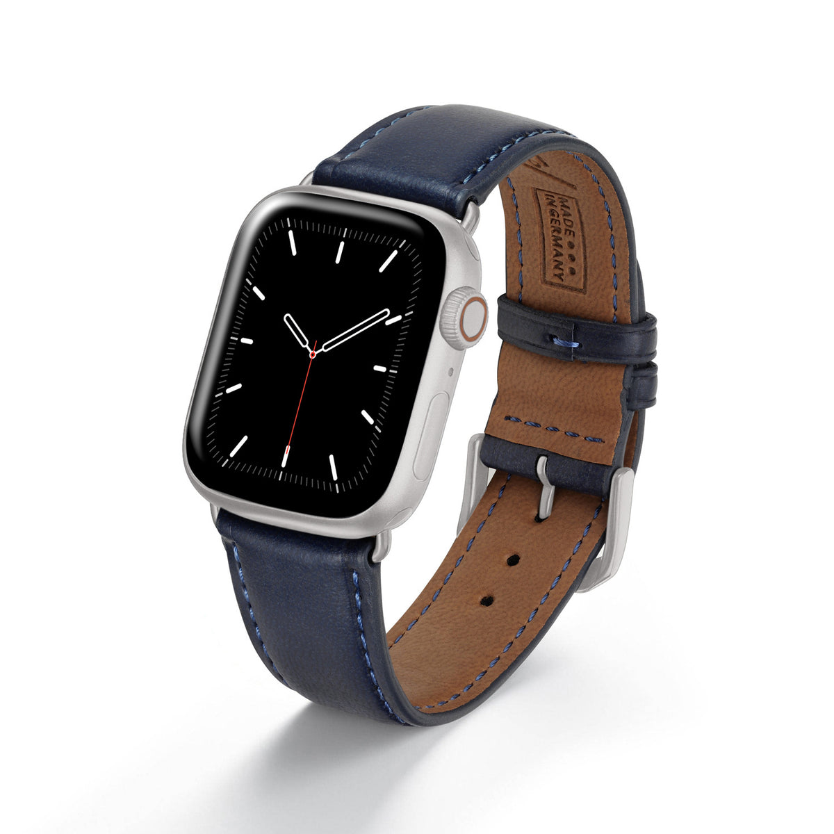 Apple Watch 1-9 Uhrenarmband Vita von Happel, Apfelleder, vegan, handgefertigt, Ozeanblau