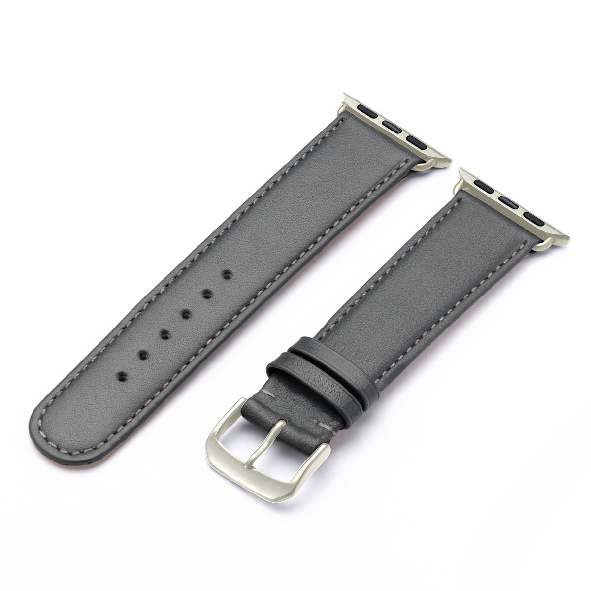Apple Watch 1-9 Uhrenarmband RavennaBlues von Happel, Rindsleder, handgefertigt, Steingrau