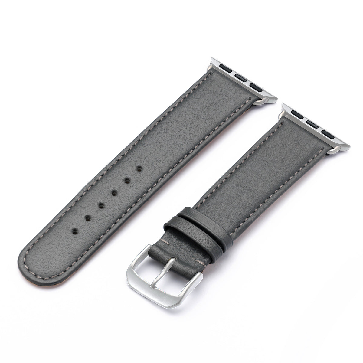 Apple Watch ULTRA Uhrenarmband RavennaBlues von Happel, Rindsleder, handgefertigt, Steingrau