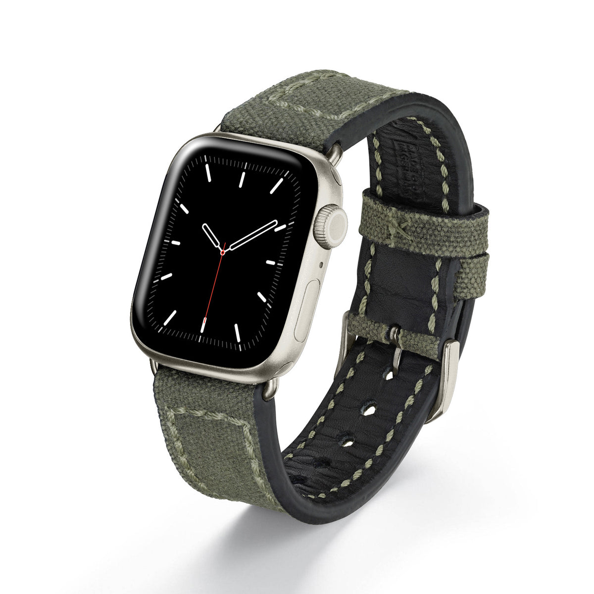 Apple Watch 1-9 Uhrenarmband Vanguard von Happel, Canvas, Vintage, Natogrün