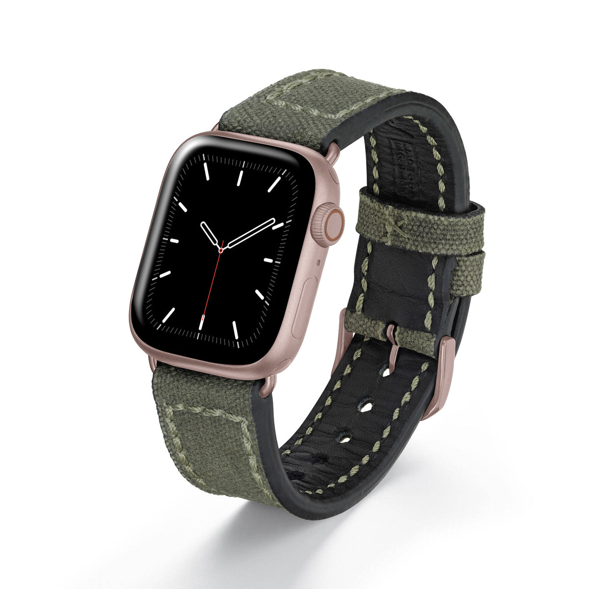 Apple Watch 1-9 Uhrenarmband Vanguard von Happel, Canvas, Vintage, Natogrün