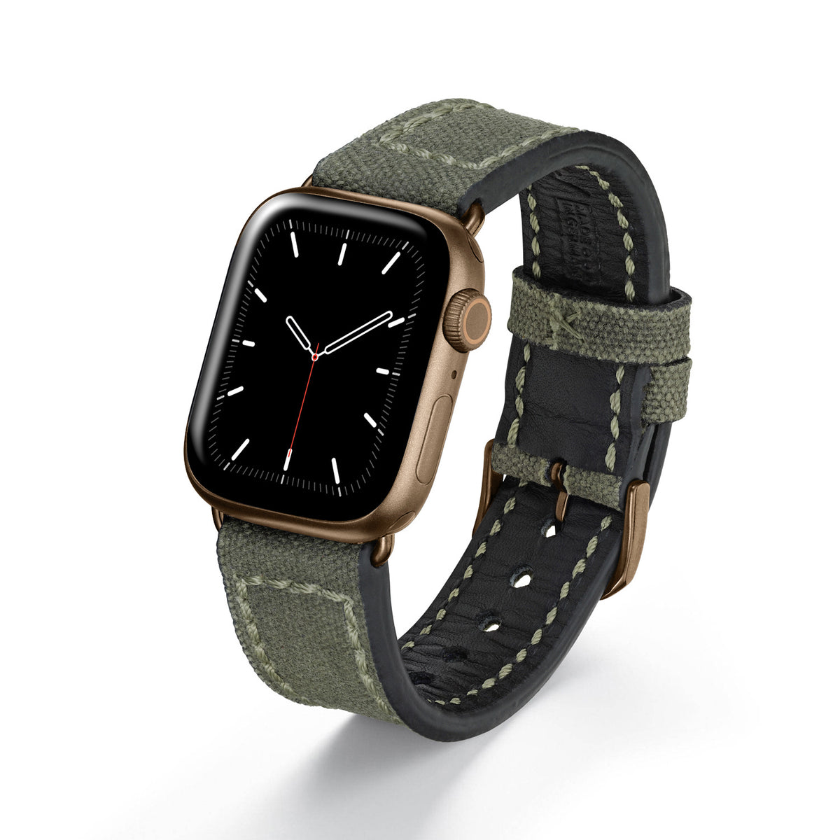 Apple Watch 1-9 Uhrenarmband Vanguard von Happel, Canvas, Vintage, Natogrün