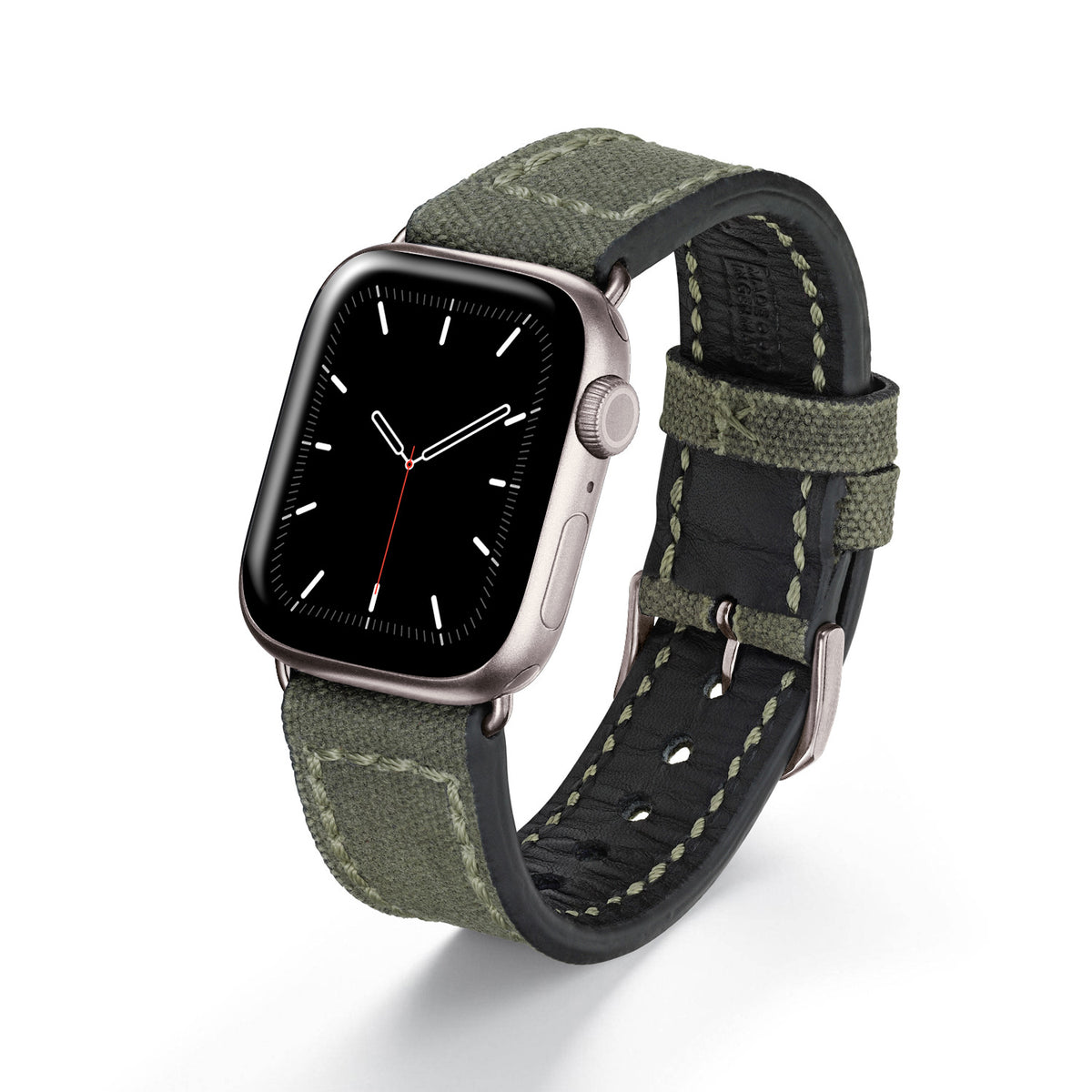 Apple Watch 1-9 Uhrenarmband Vanguard von Happel, Canvas, Vintage, Natogrün