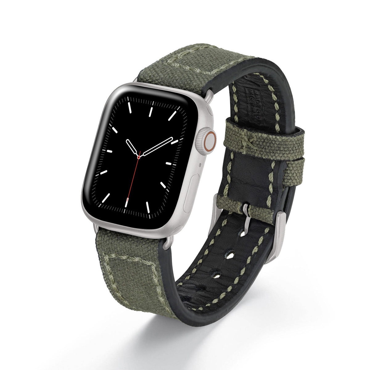 Apple Watch 1-9 Uhrenarmband Vanguard von Happel, Canvas, Vintage, Natogrün
