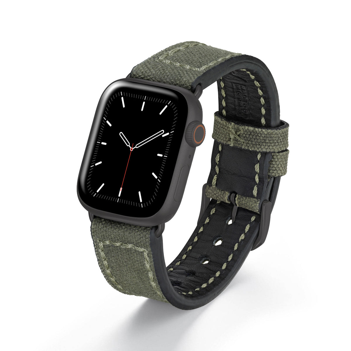 Apple Watch 1-9 Uhrenarmband Vanguard von Happel, Canvas, Vintage, Natogrün