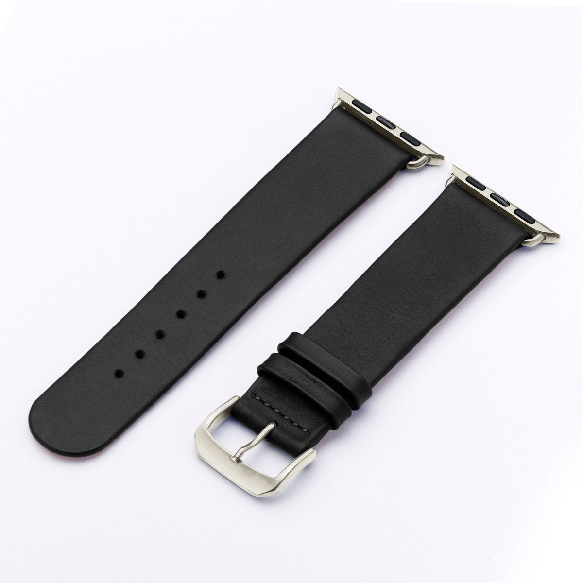 Apple Watch 1-9 Uhrenarmband Siena von Happel, Rindsleder, handgefertigt, Schwarz