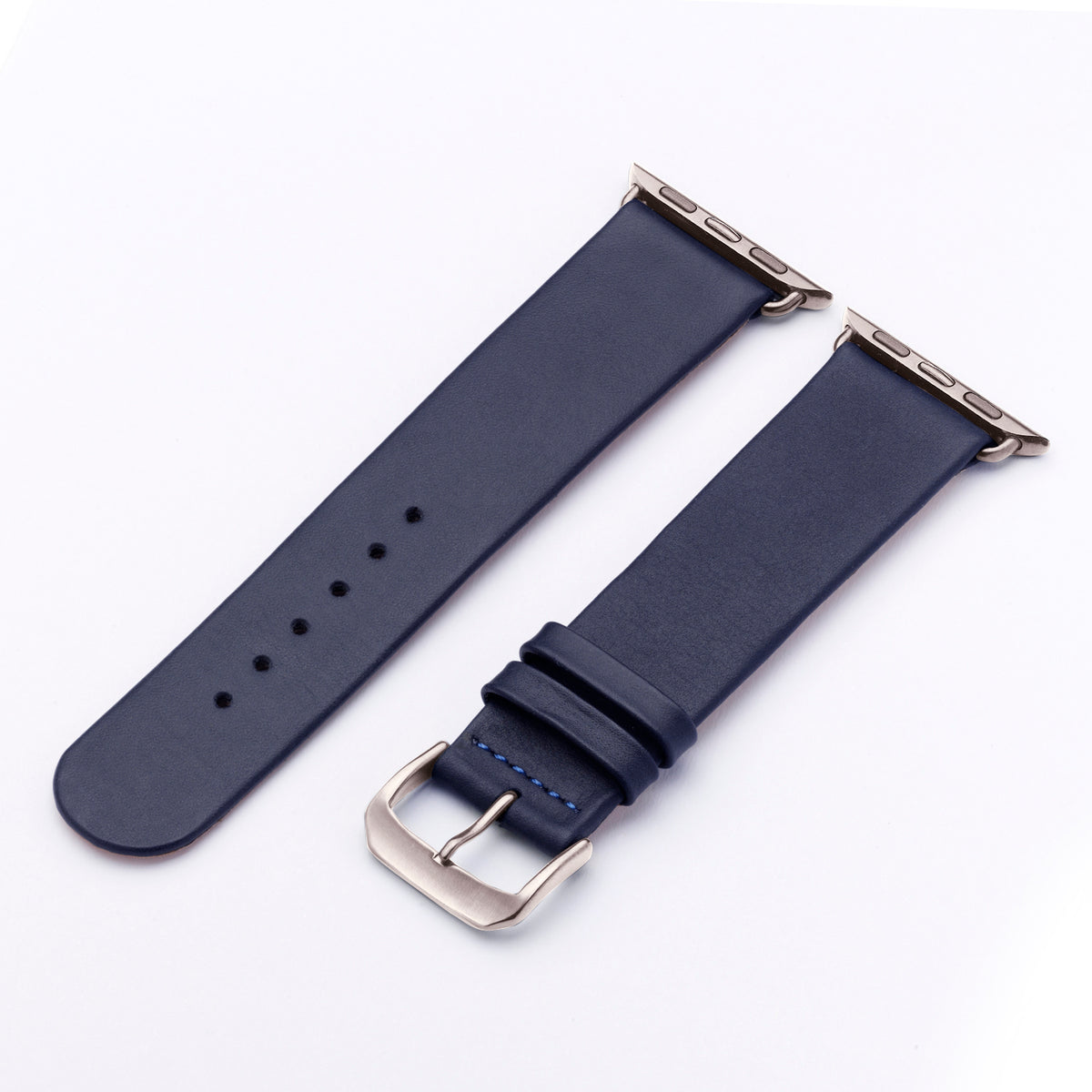 Apple Watch 1-9 Uhrenarmband Siena von Happel, Rindsleder, handgefertigt, Ozeanblau