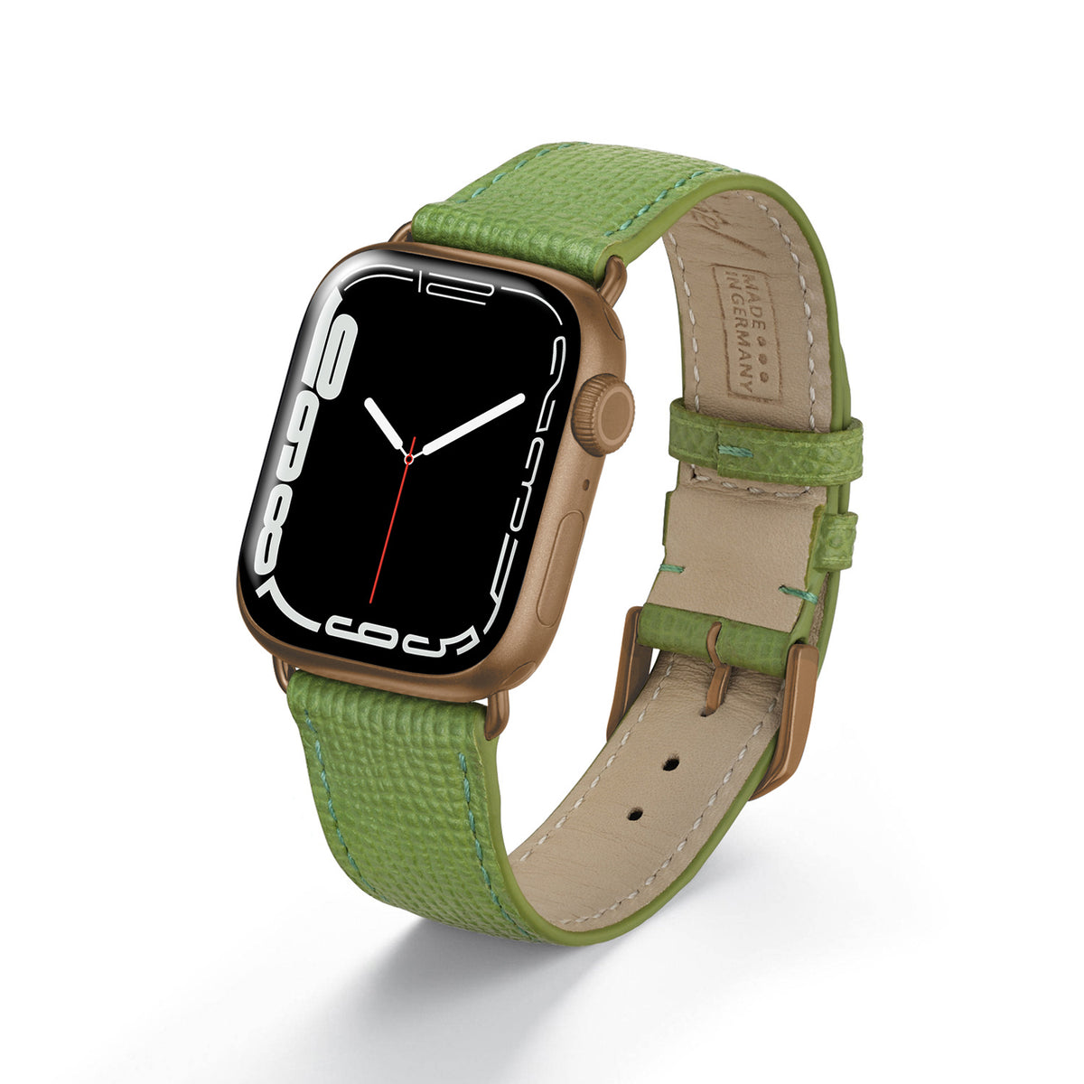 Apple Watch Uhrenarmband AvelloStrap von Happel, Rindsleder, handgefertigt, Apfelgrün