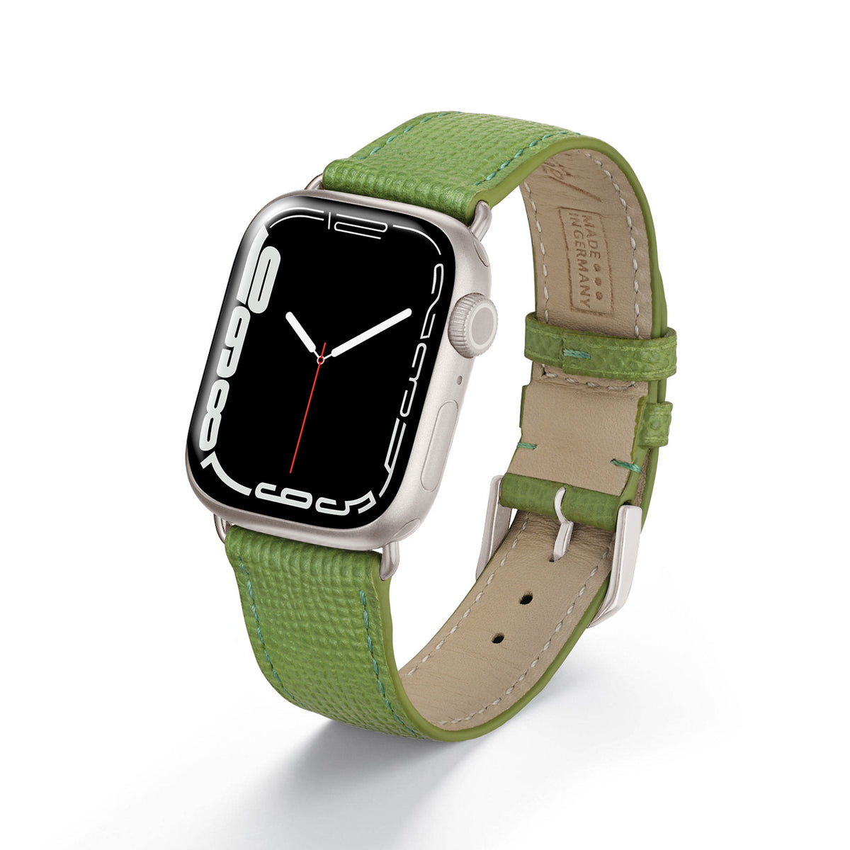 Apple Watch Uhrenarmband AvelloStrap von Happel, Rindsleder, handgefertigt, Apfelgrün