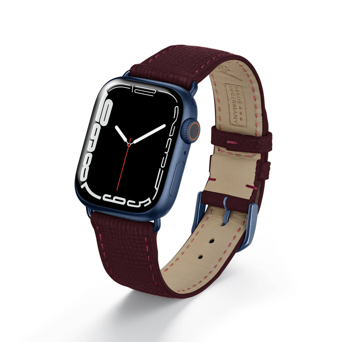 Apple Watch 1-9 Uhrenarmband AvelloStrap von Happel, Rindsleder, handgefertigt, Bordeaux