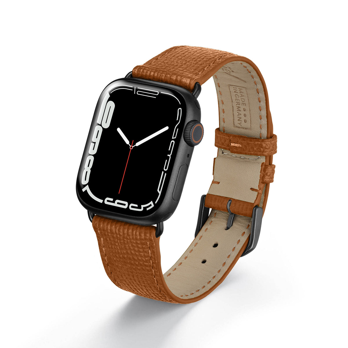 Apple Watch Uhrenarmband AvelloStrap von Happel, Rindsleder, handgefertigt, Cognac