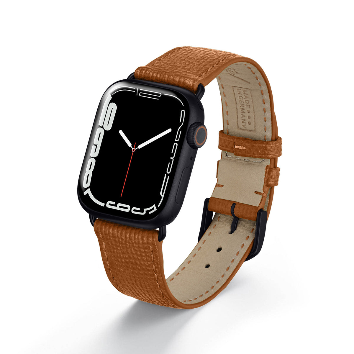 Apple Watch 1-9 Uhrenarmband AvelloStrap von Happel, Rindsleder, handgefertigt, Cognac