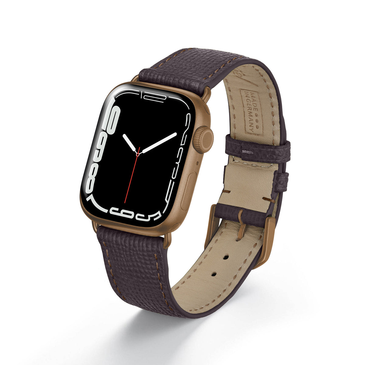 Apple Watch Uhrenarmband AvelloStrap von Happel, Rindsleder, handgefertigt, Mokka