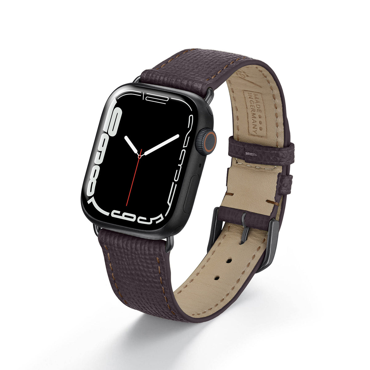 Apple Watch Uhrenarmband AvelloStrap von Happel, Rindsleder, handgefertigt, Mokka