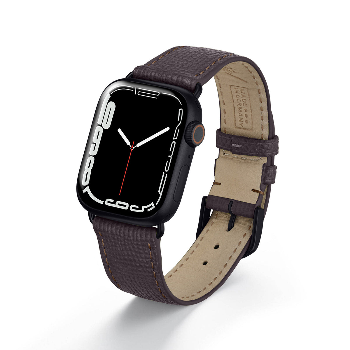 Apple Watch Uhrenarmband AvelloStrap von Happel, Rindsleder, handgefertigt, Mokka