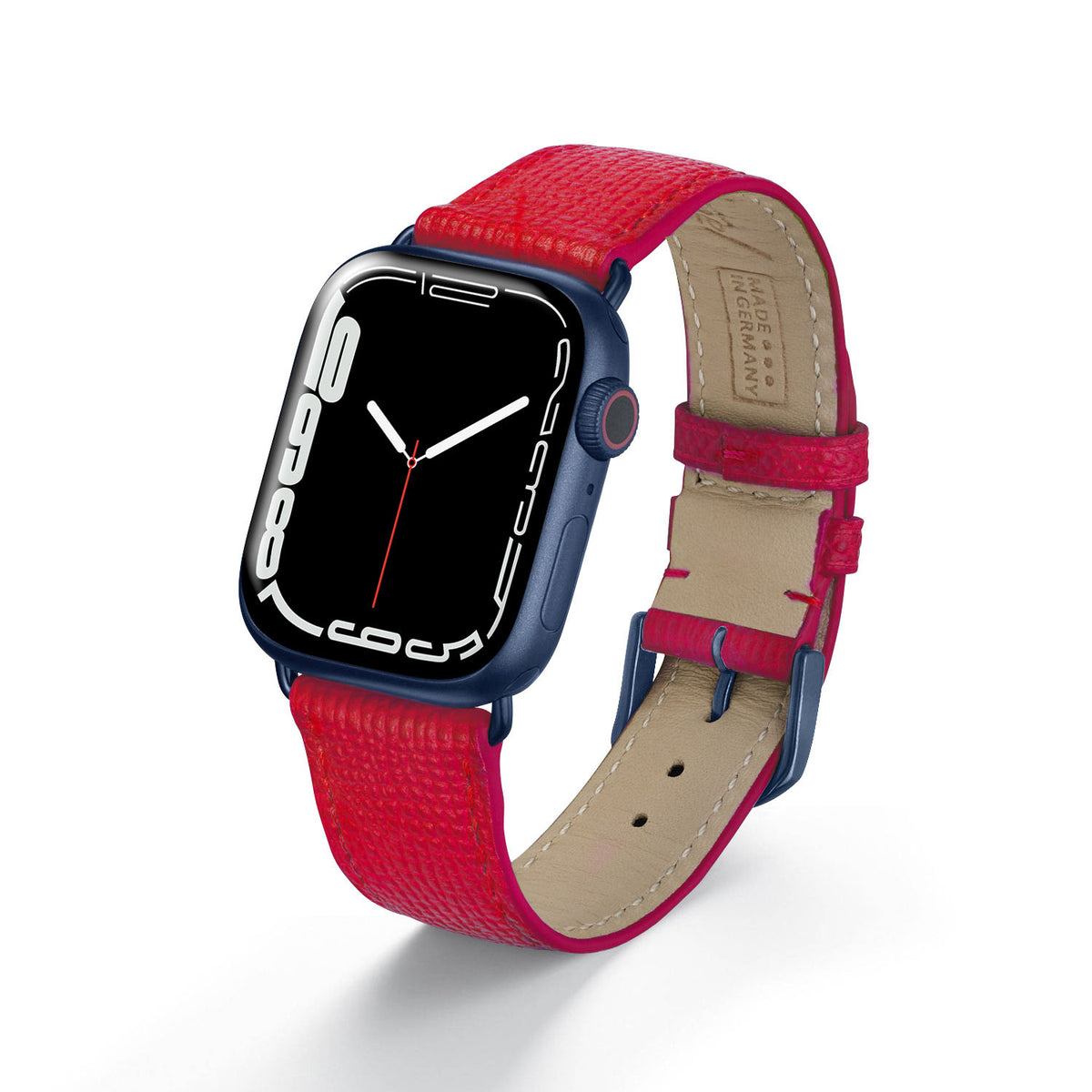 Apple Watch Uhrenarmband AvelloStrap von Happel, Rindsleder, handgefertigt, Rot