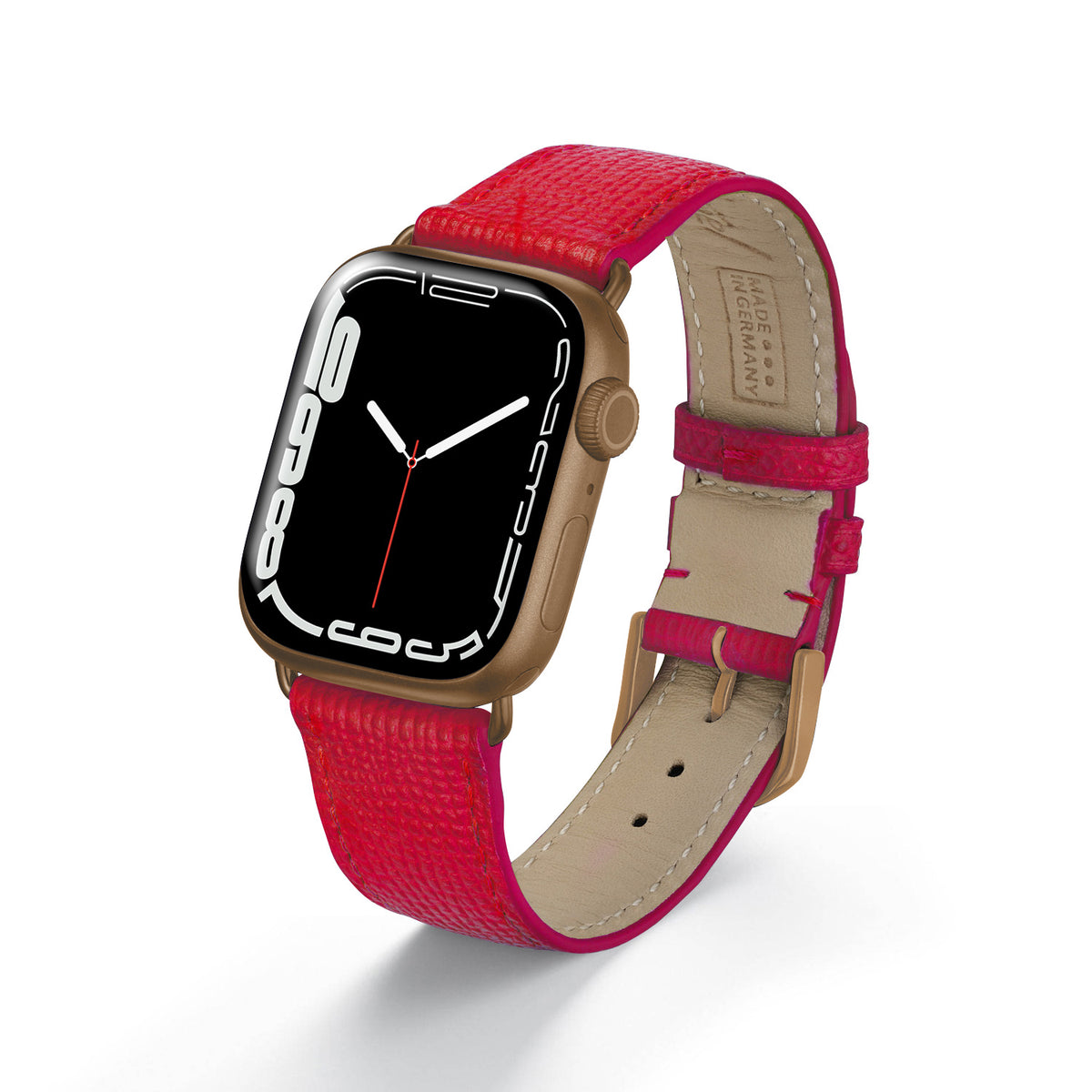 Apple Watch Uhrenarmband AvelloStrap von Happel, Rindsleder, handgefertigt, Rot