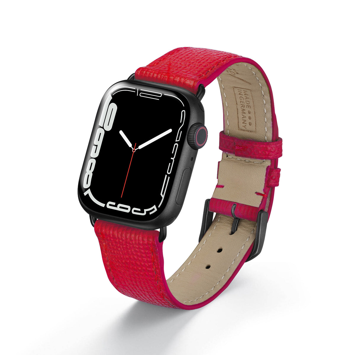 Apple Watch Uhrenarmband AvelloStrap von Happel, Rindsleder, handgefertigt, Rot