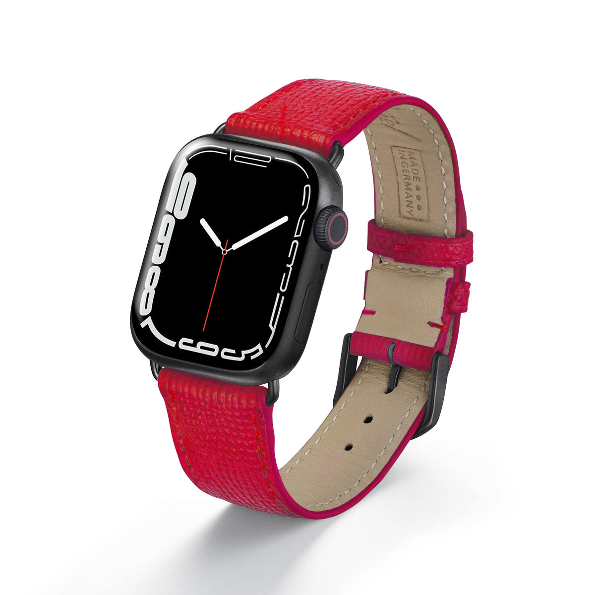 Apple Watch Uhrenarmband AvelloStrap von Happel, Rindsleder, handgefertigt, Rot