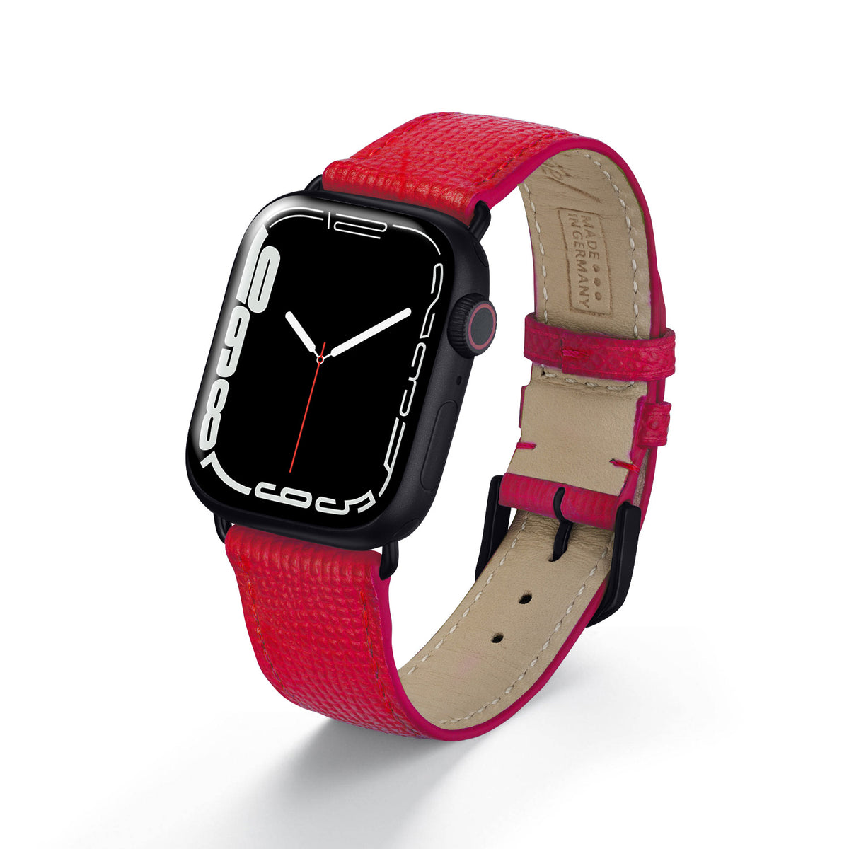 Apple Watch Uhrenarmband AvelloStrap von Happel, Rindsleder, handgefertigt, Rot