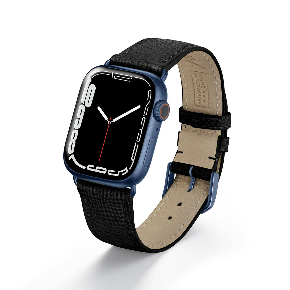 Apple Watch Uhrenarmband AvelloStrap von Happel, Rindsleder, handgefertigt, Schwarz