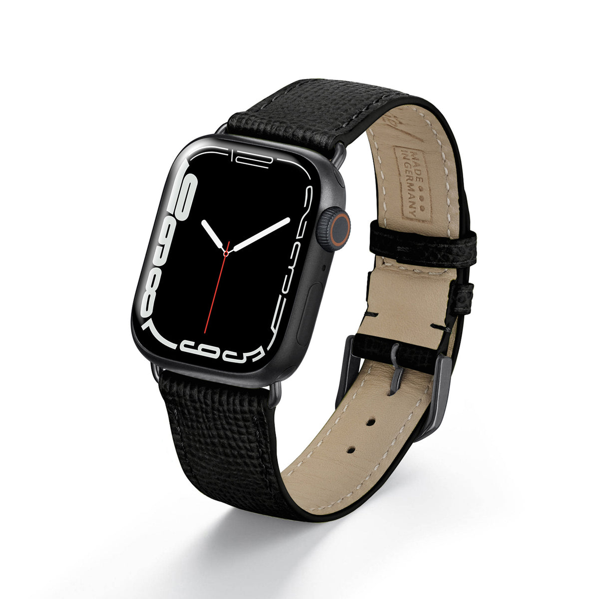 Apple Watch Uhrenarmband AvelloStrap von Happel, Rindsleder, handgefertigt, Schwarz