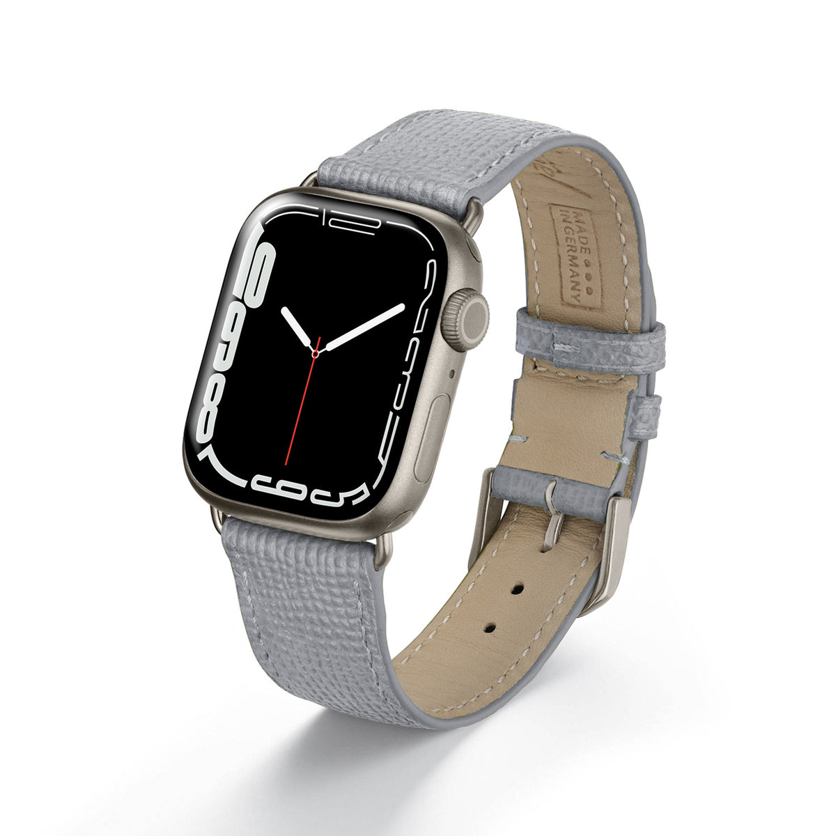 Apple Watch 1-9 Uhrenarmband AvelloStrap von Happel, Rindsleder, handgefertigt, Steingrau