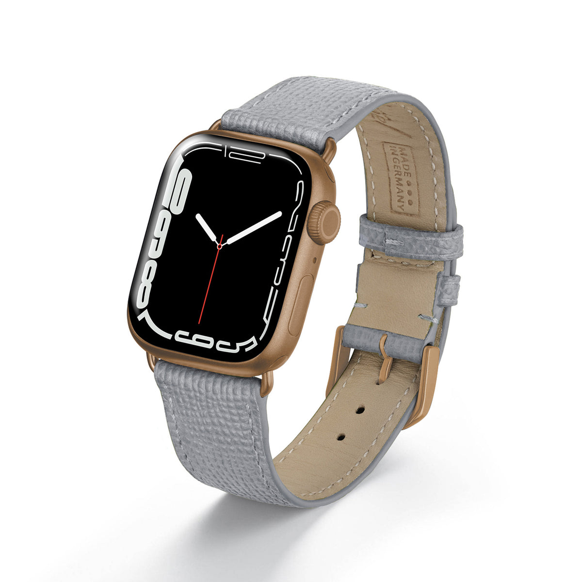 Apple Watch 1-9 Uhrenarmband AvelloStrap von Happel, Rindsleder, handgefertigt, Steingrau