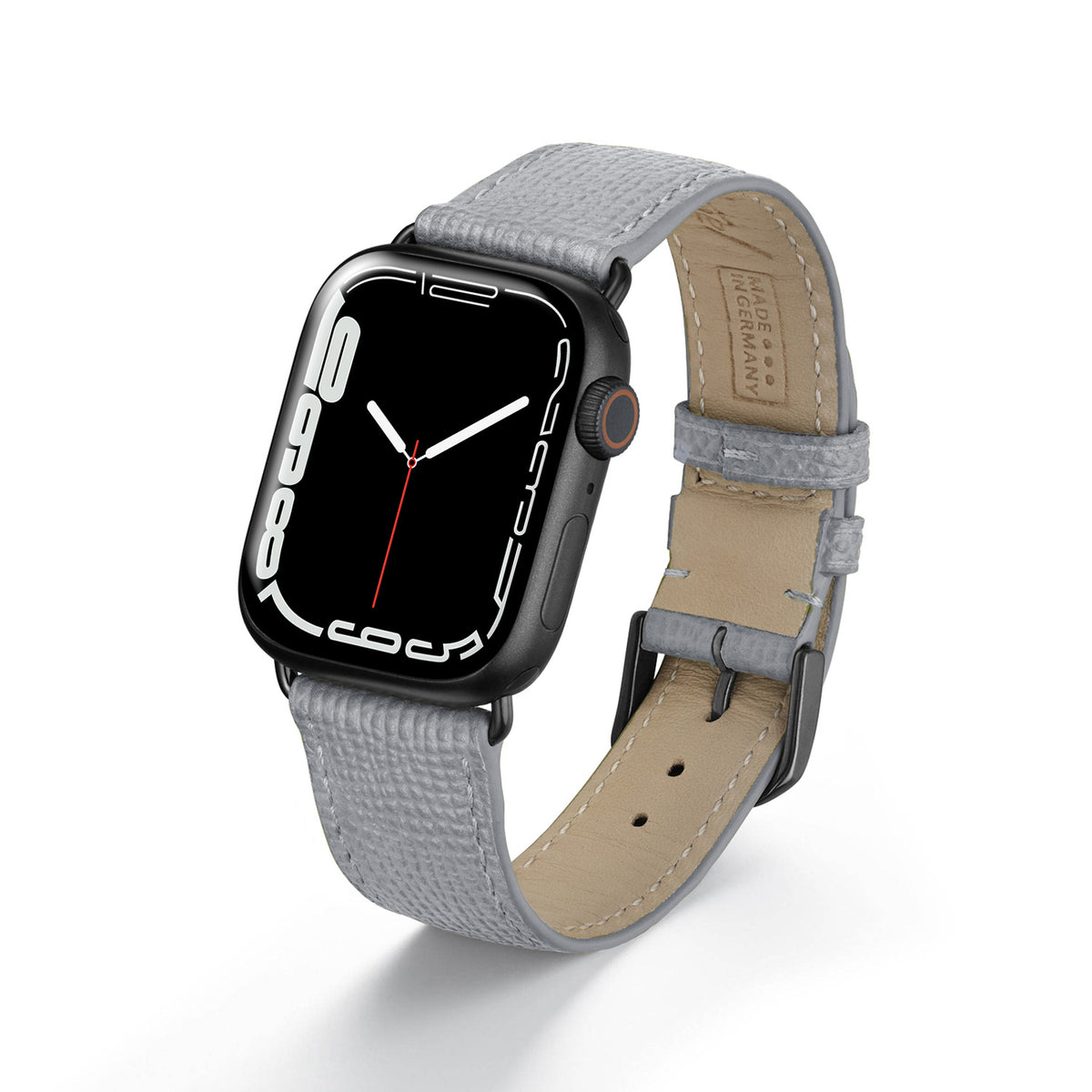 Apple Watch 1-9 Uhrenarmband AvelloStrap von Happel, Rindsleder, handgefertigt, Steingrau