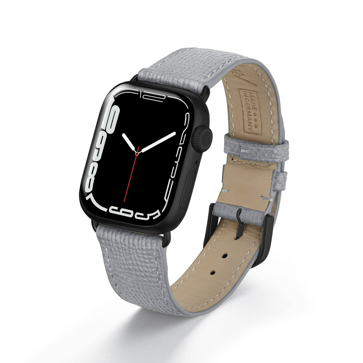 Apple Watch 1-9 Uhrenarmband AvelloStrap von Happel, Rindsleder, handgefertigt, Steingrau