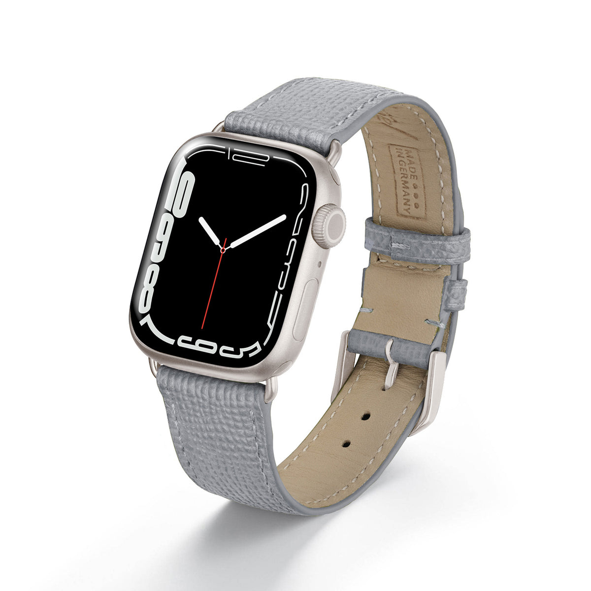 Apple Watch 1-9 Uhrenarmband AvelloStrap von Happel, Rindsleder, handgefertigt, Steingrau