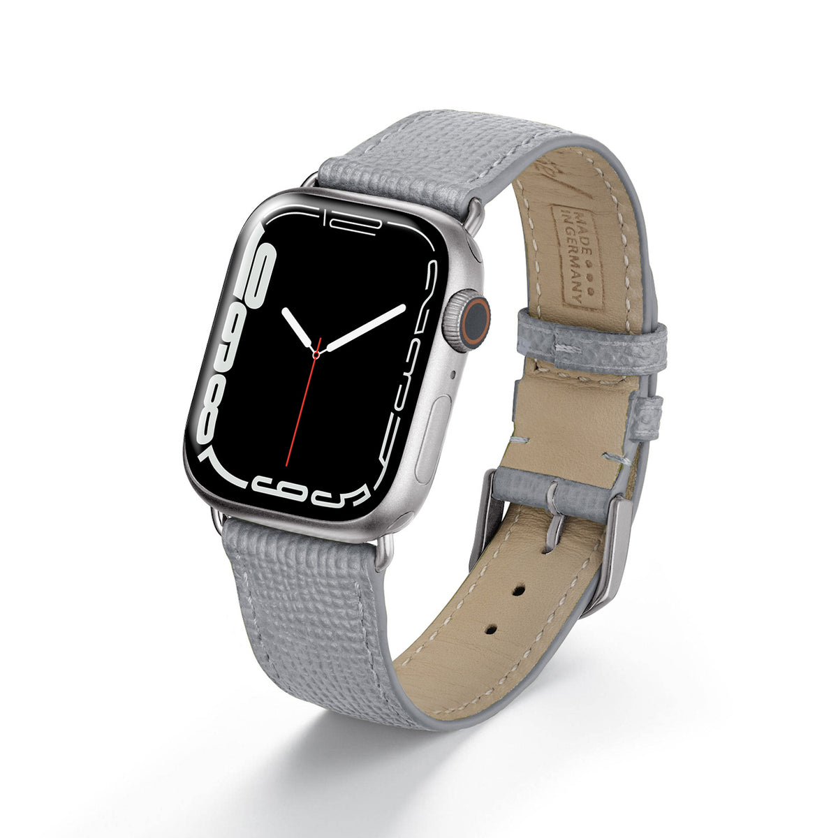 Apple Watch Uhrenarmband AvelloStrap von Happel, Rindsleder, handgefertigt, Steingrau